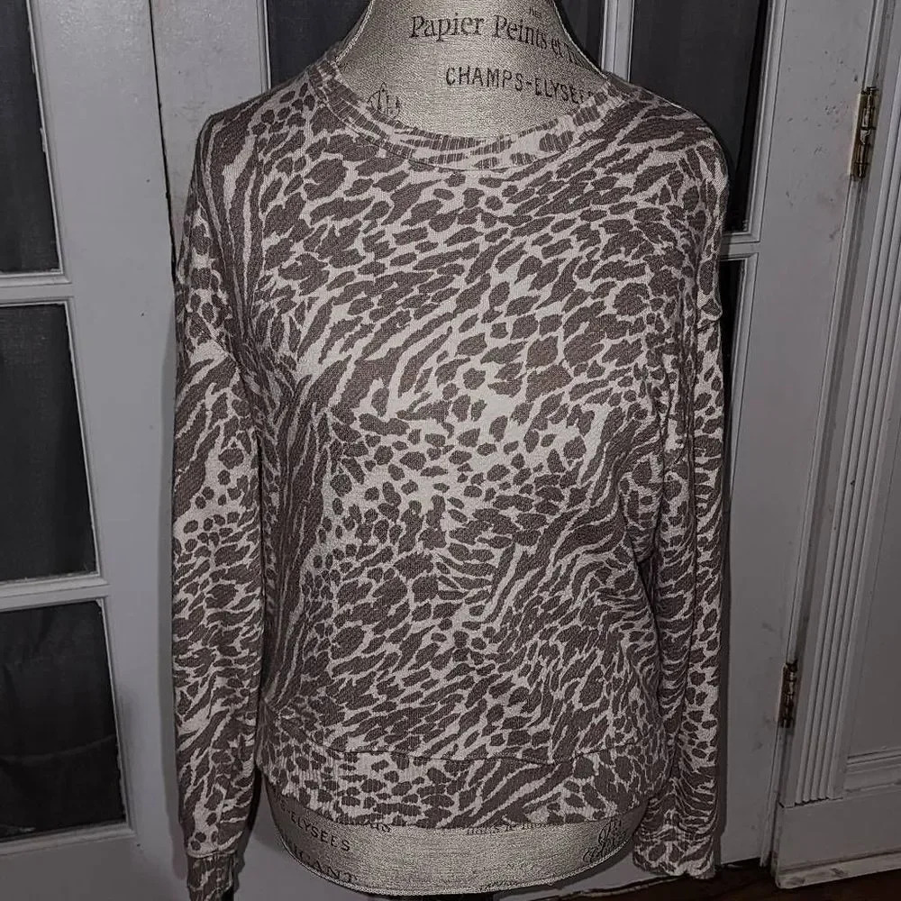 Rails Womens Ramona Natural Animal Spots Crew Sweatshirt Medium